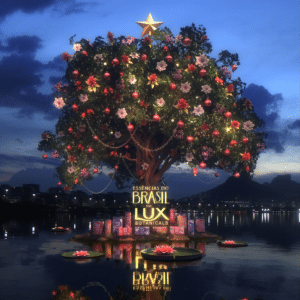 Lux Botanicals adiciona toque especial de Brasil ao início dessa temporada de Natal, recriando a árvore de Natal da Lagoa Rodrigo de Freitas.
