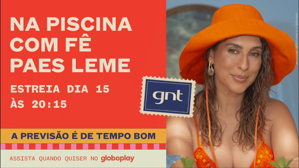 GNT apresenta campanha de “Na Piscina com Fê Paes Leme”