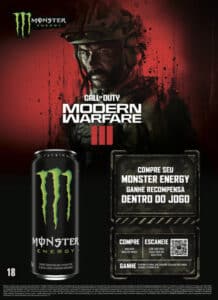 A Monster Energy Drink acaba de lançar, com a Activision, uma promoção que dará recompensas dentro do jogo Call of Duty: Modern Warfare III.