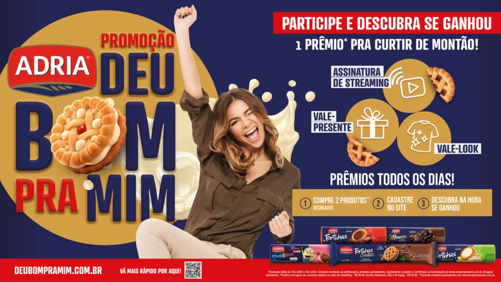 A Adria acaba de lançar sua nova campanha, que promove a distribuição de prêmios exclusivos a partir da compra de produtos.