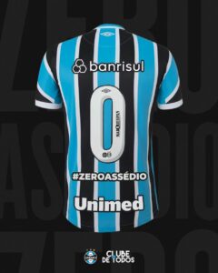 O Grêmio está promovendo, em parceria com a End to End, uma campanha contra o assédio, sob o mote de “Grêmio pelo Zero Assédio”.