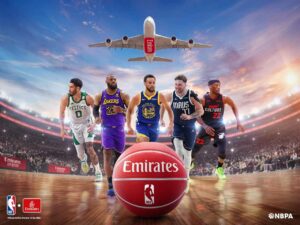 Emirates e NBA anunciam parceria de marketing global de vários anos, nomeando a empresa como a companhia aérea parceira oficial global da NBA.