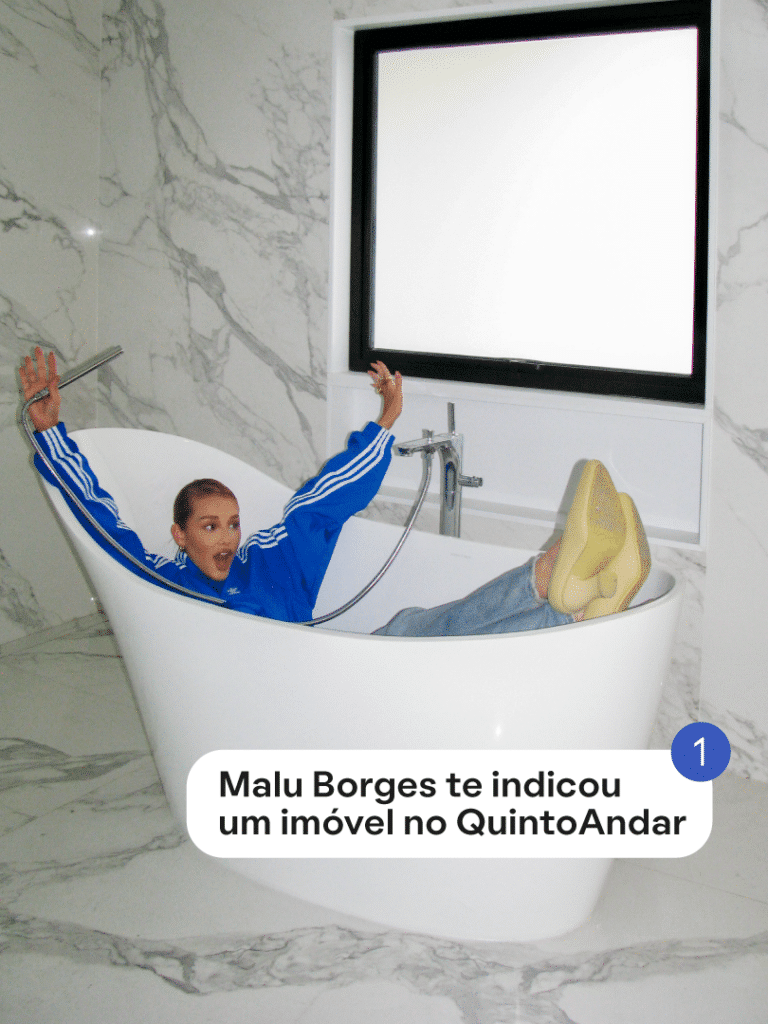 O QuintoAndar comunica uma parceria com a influenciadora Malu Borges, conhecida no universo da moda e pelos conteúdos de "arrume-se comigo".