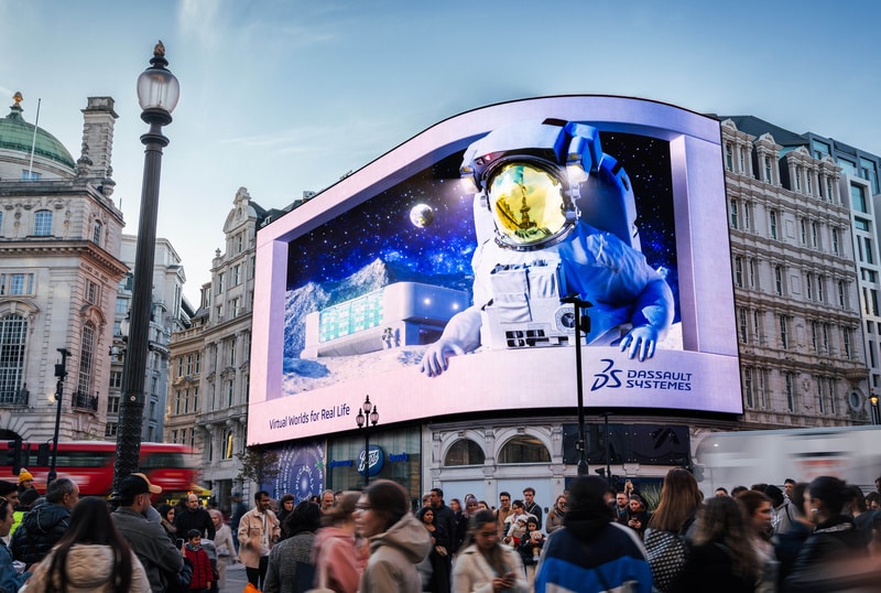 Dassault Systèmes lança OOH, convidando Londres para entender como os mundos virtuais estão impactando a vida real em importantes áreas.