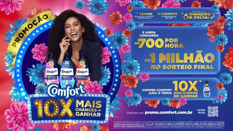 Comfort lançar a promoção "Comfort: 10x mais chances de ganhar", que dará a chance de concorrer ao prêmio final de R$ 1 milhão.