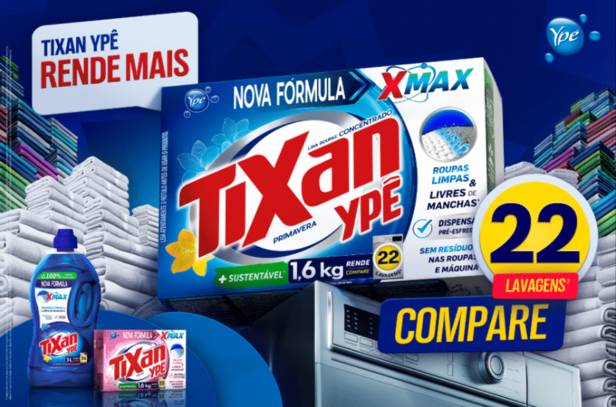 A Ypê lança ação de seu lava roupas Tixan Ypê X MAX, nas versões em pó (Primavera, Maciez e Sensitive) e em líquido (Primavera e Maciez).