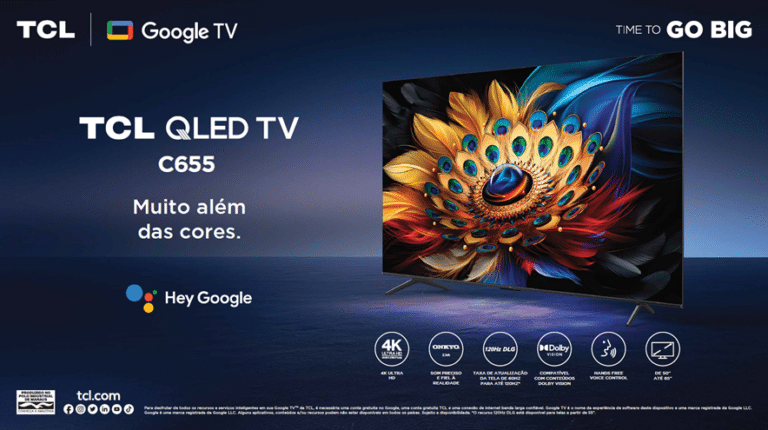 A TCL comunica a chegada da C655 polegadas, que conta com o slogan 'Muito além das cores', ao mercado brasileiro.