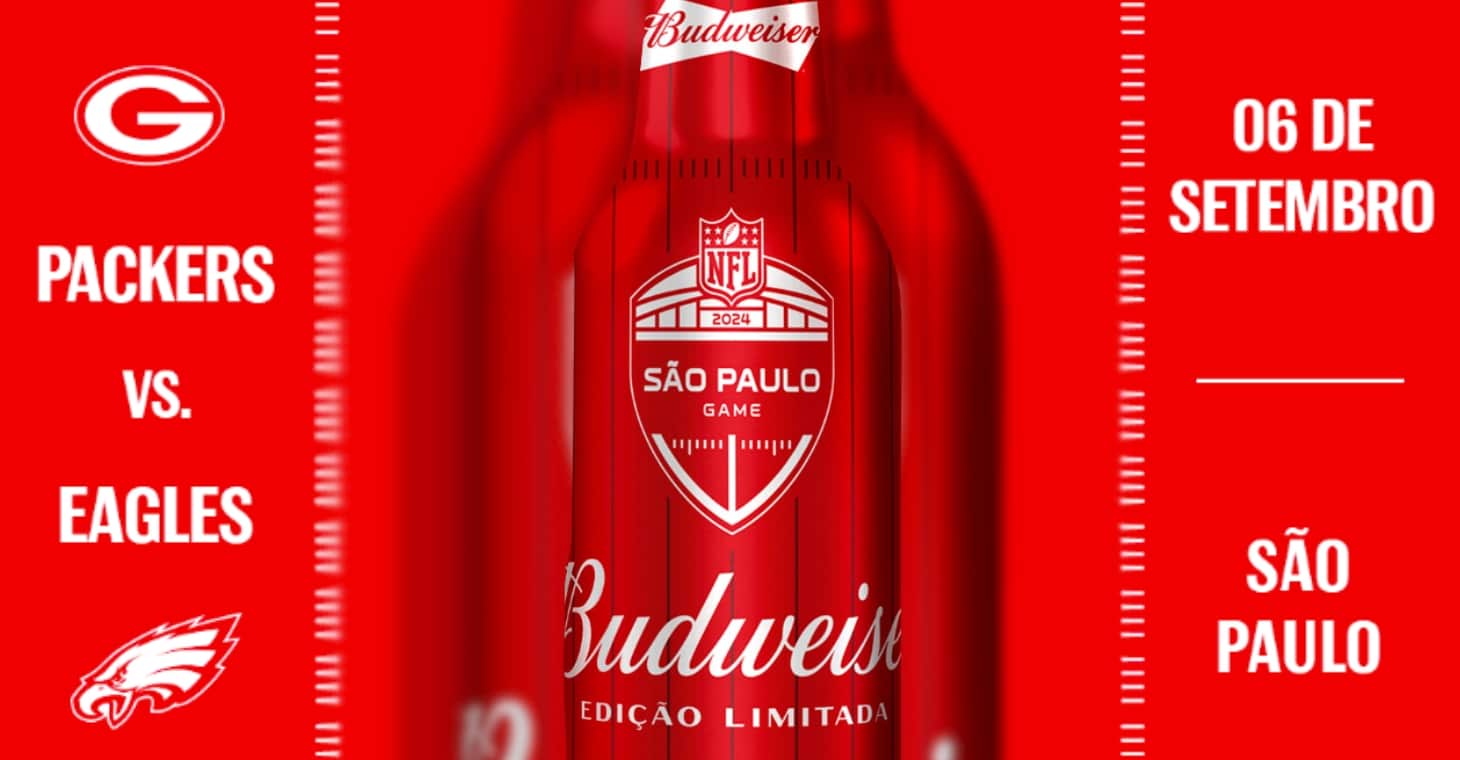 Budweiser patrocina 1º jogo da NFL no BR com garrafa exclusiva