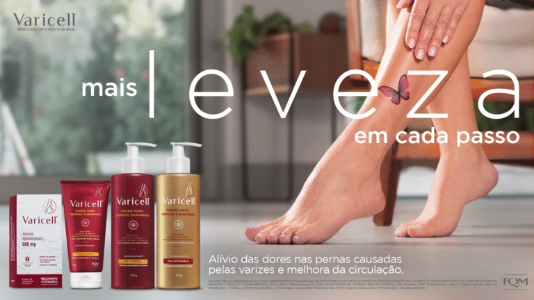 A farmacêutica FQM apresenta a campanha "Mais leveza em cada passo" para os produtos da linha Varicell, com indicação para varizes.