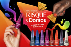 A Risqué e a DORITOS se uniram para lançar uma coleção exclusiva de esmaltes inspirados no snack, com oito novas cores vibrantes.