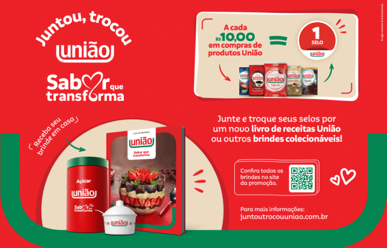 A União, marca de açúcar mais lembrada pelos brasileiros, anuncia o programa de fidelidade "Juntou, trocou. Sabor que transforma".