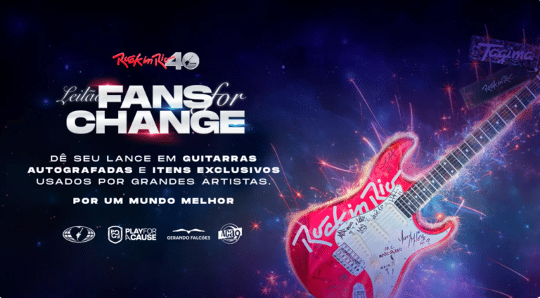 O "Fans For Change", leilão com diversos itens de desejo assinados por artistas que compõem o line-up do Rock in Rio, está de volta.