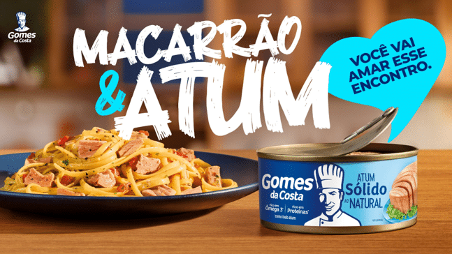 A Gomes da Costa apresenta sua mais nova campanha publicitária, que destaca quão saborosa é a combinação de atum com macarrão.