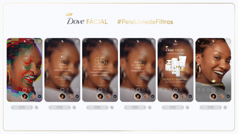 Dove se apropria de alguns dos filtros de beleza mais usados do Instagram para lançar a linha facial Dove Regenerative. 