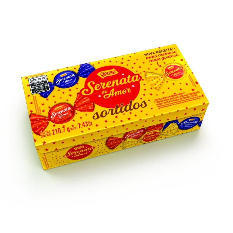A Serenata de Amor apresenta sua mais recente inovação: a caixa de bombons Serenata de Amor com um irresistível mix de sabores.