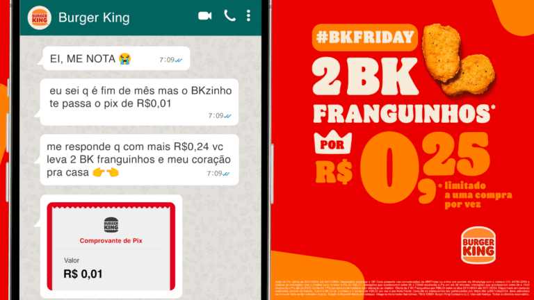 Burger King inova na Black Friday com Pix de R$0,01 e promoção de franguinhos