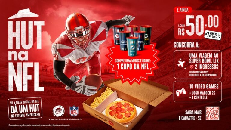 Pizza Hut renova parceria com NFL com campanha que levará fãs para assistirem ao Super Bowl LIX, nos EUA