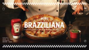 A Heinz transformou o mais italiano dos sabores de pizza em um novo sabor: a BRAZZILIANA, pizza marguerita com ketchup Heinz na receita.