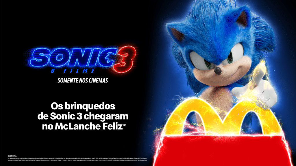 O McLanche Feliz, alinhado com a estreia de "Sonic 3: O Filme", oferece miniaturas dos divertidos personagens do filme.