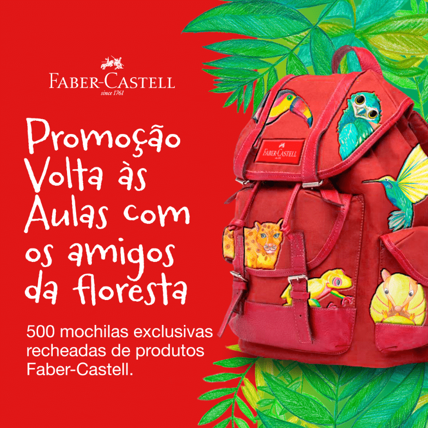 Faber-Castell cria promoção que promete animar estudantes com a chance de ganhar mochilas exclusivas, recheadas de produtos e brindes.