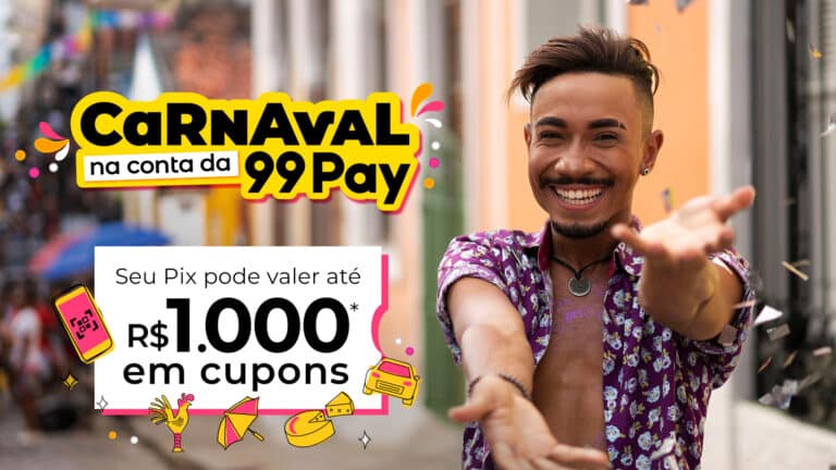 A 99Pay anunciou a ação “Carnaval na conta da 99Pay”, criada para impulsionar o aumento no número de transações via Pix dentro do app.
