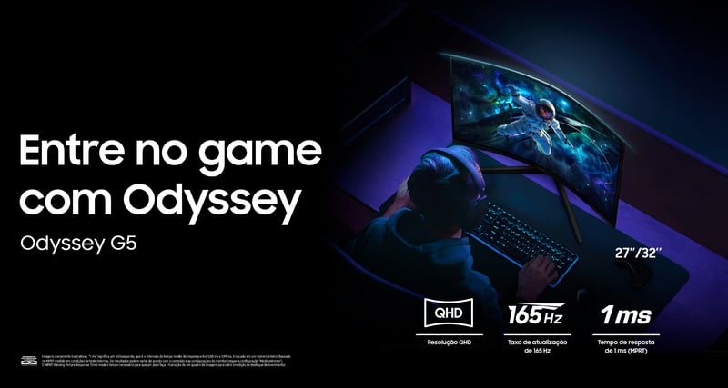 A Samsung lançou no mercado brasileiro os monitores Odyssey G5, que chegam em duas variações: com 27 polegadas e 32 polegadas.