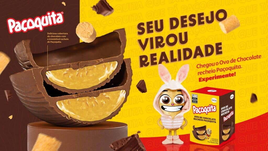 A Paçoquita lança, pela primeira vez, um ovo de Páscoa exclusivo para seus fãs, feito em parceria com a Top Cau.