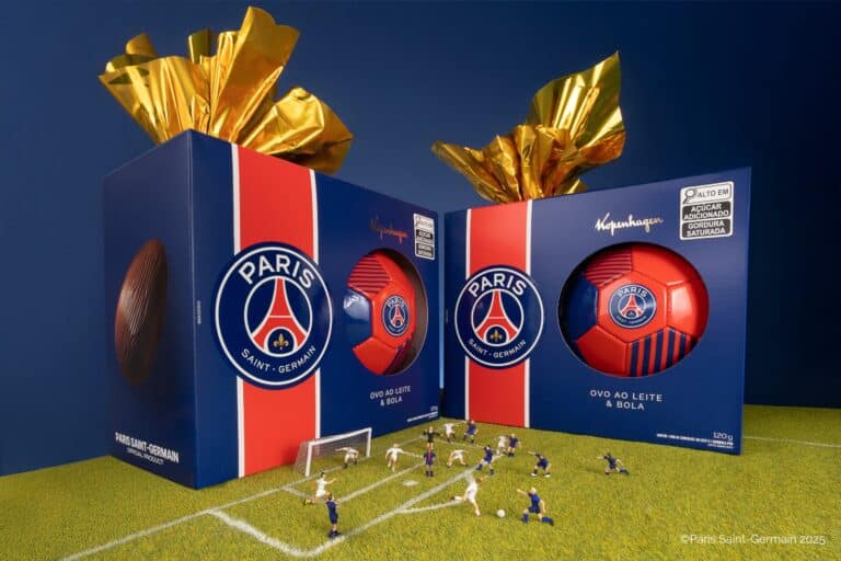 A Kopenhagen lançou ovos de chocolate de dois grandes clubes europeus, o Manchester City, da Inglaterra, e o PSG, da França.