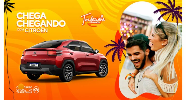 A Citroën acaba de anunciar patrocínio a turnê Tardezinha, projeto idealizado pelo cantor Thiaguinho e que, em 2025, comemora sua 10ª edição.