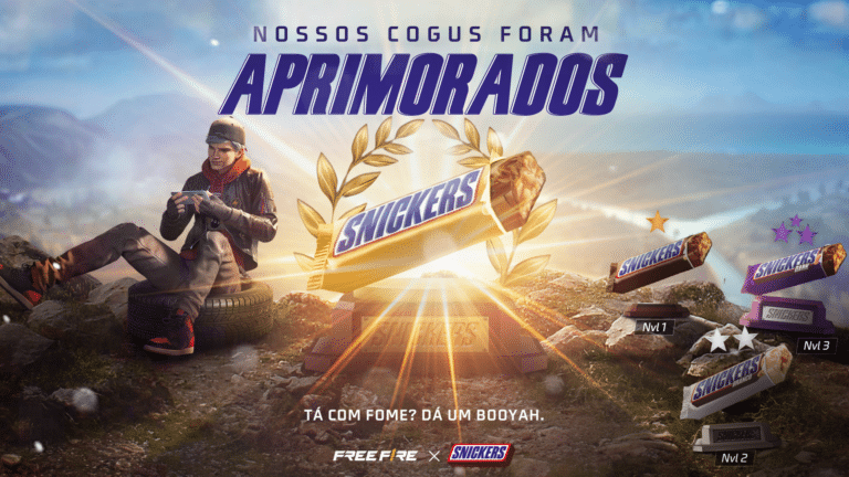 SNICKERS está de volta ao Free Fire, e anuncia, junto com esta nova temporada dentro do jogo, seu patrocínio oficial ao FFWS BR.