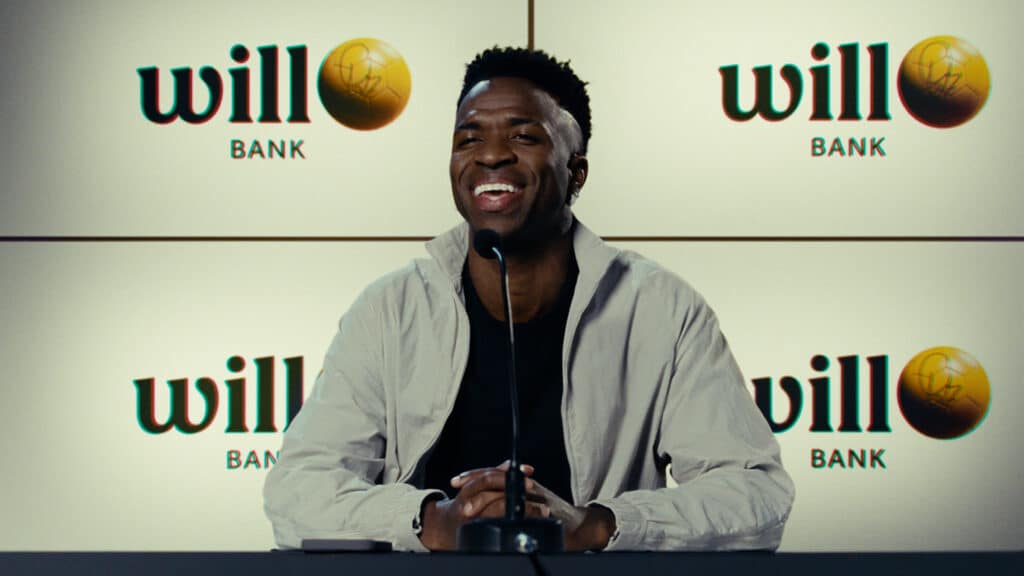 O will bank conta, em sua nova campanha "seu bank pode ser mais will", com o jogador de futebol e embaixador da marca, Vini Jr.