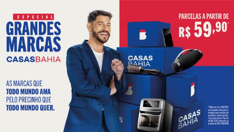 A Casas Bahia lança sua nova campanha, nomeada "Grandes Marcas", estrelada pelo jornalista e apresentador Evaristo Costa.