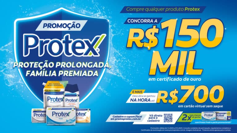 Protex, marca de sabonetes focada na proteção e no cuidado da pele, anuncia a promoção "Protex Proteção Prolongada, Família Premiada 2025".