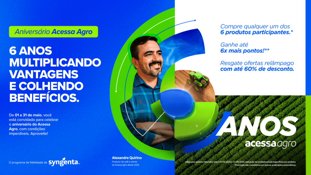A nova campanha do programa de fidelidade Acessa Agro, da Syngenta, chega para marcar seis anos de existência com uma proposta inovadora.