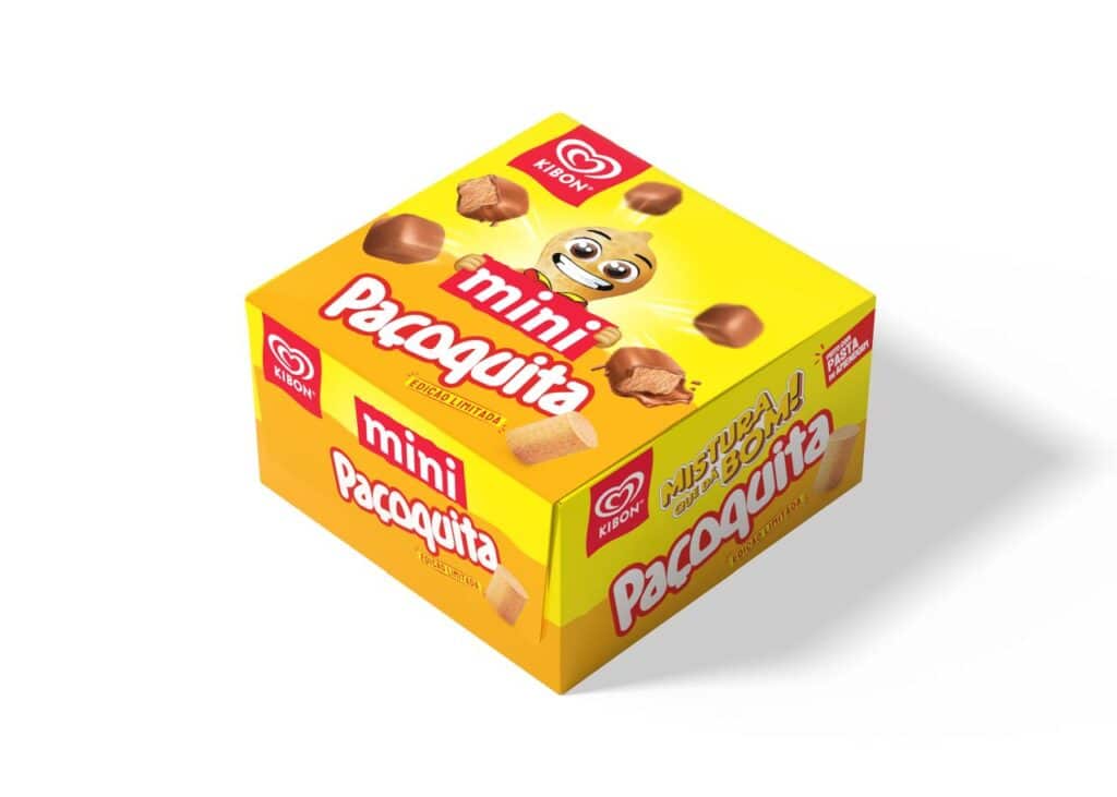 A Paçoquita e Kibon se uniram para lançar um bombom de sorvete inédito, com recheio cremoso de amendoim envolto por casquinha de chocolate.