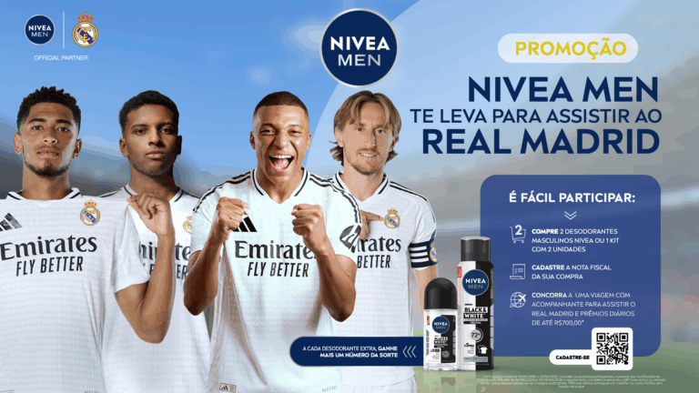 A NIVEA anunciou uma parceria com o Real Madrid, através da campanha Voe Para Madrid que chega pela primeira vez ao Brasil.