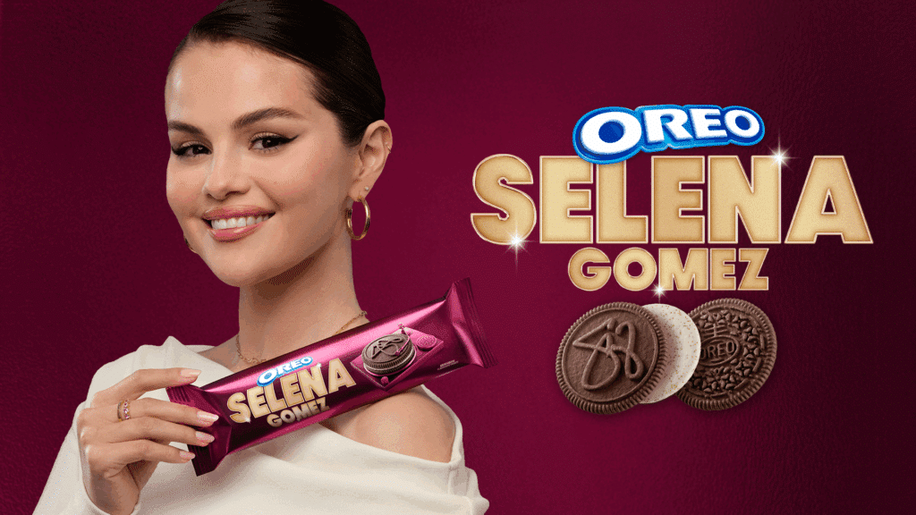 A Oreo apresenta uma nova edição limitada, cocriada com a superestrela global Selena Gomez: o biscoito Oreo Selena Gomez.