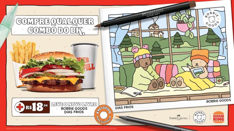 Em collab inédita, Burger King se une a Bobbie Goods e Faber-Castell para criar experiência exclusiva com loja imersiva.