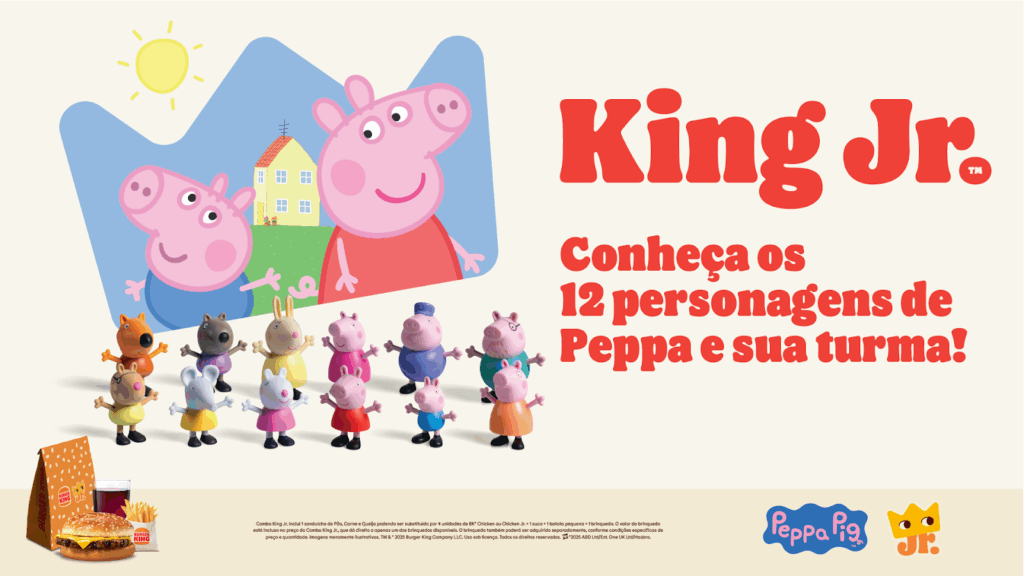 Fenômeno mundial, a porquinha Peppa Pig traz toda a sua turma para o Burger King, e convida as famílias para momentos de pura diversão.