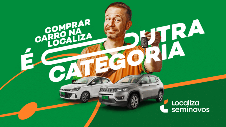 Localiza&Co inicia parceria com o apresentador Tiago Leifert, que reforça que o carro da Localiza Seminovos "é outra categoria".