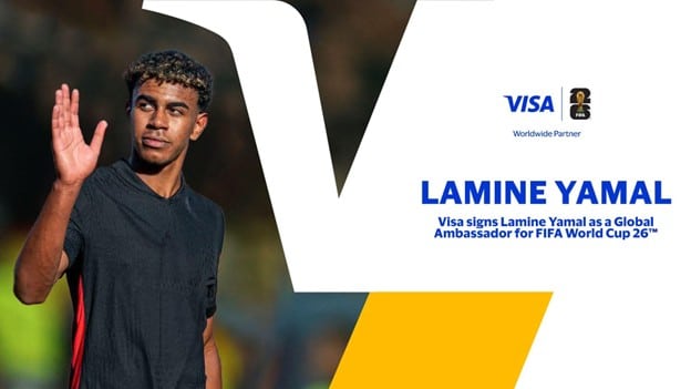 A Visa anunciou, um ano antes da estreia da Copa do Mundo FIFA 26, Lamine Yamal como embaixador global do torneio.