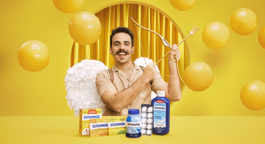 A Estomazil convocou o influenciador Mustache para (re)aproximar apaixonados pela comida, imitando um cupido – conhecido por unir corações.