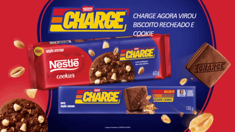Nestlé lança o Biscoito Recheado e do Cookies Charge, aposta que leva o sabor do chocolate com amendoim para a categoria de biscoitos.