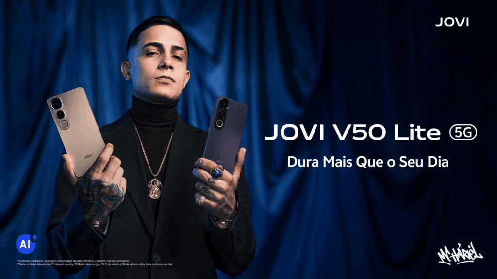 A JOVI acaba de estrear a campanha de lançamento do novo V50 Lite 5G, a primeira ação em conjunto com o MC Hariel.