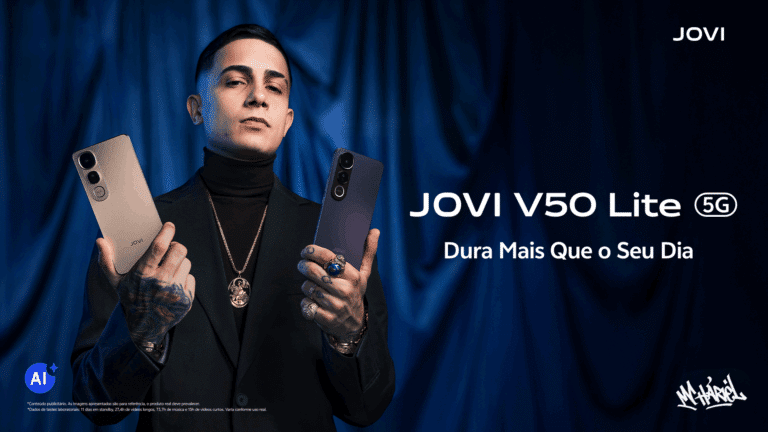 A JOVI acaba de estrear a campanha de lançamento do novo V50 Lite 5G, a primeira ação em conjunto com o MC Hariel.