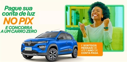 Neoenergia proporciona um ano de conta de luz paga e um carro zero km aos clientes residenciais que pagarem em dia suas faturas com PIX.