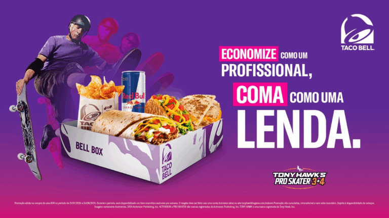 A cultura do skate, o universo gamer e o sabor único de Taco Bell entram em cena em uma collab com a Red Bull e Activision.