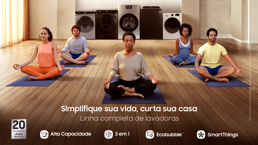 Samsung apresenta uma nova campanha que destaca seu portfólio completo de lavanderia, para reforçar sua linha completa de lavadoras.