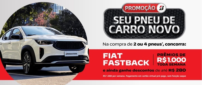A Bridgestone lança ação voltada para os consumidores que desejam trocar os pneus do carro com economia e ainda concorrer a prêmios.