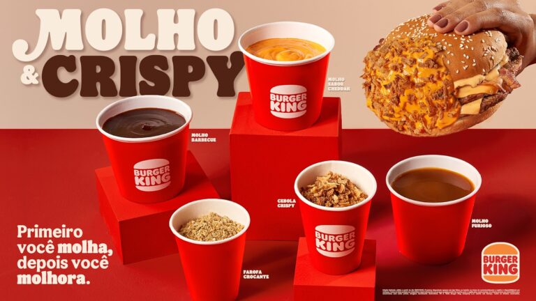 O Burger King lança o "Molho & Crispy", nova forma de consumir sanduíches e acompanhamentos com mais sabor e crocância.